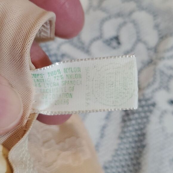 Vintage Carnival Beige Strapless Floral Lace Bra 36B 324 - Picture 9 of 10